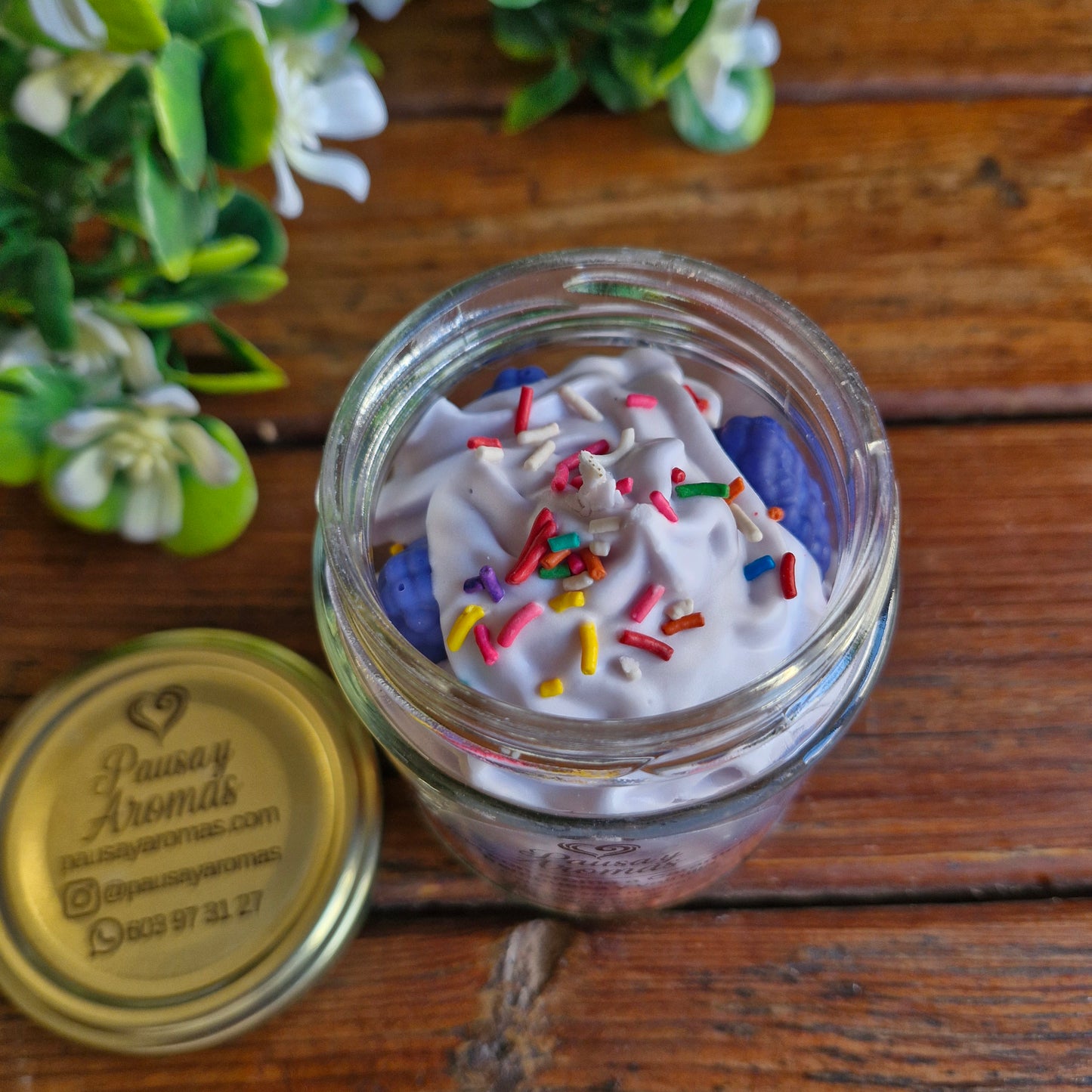 Vela estilo postre de Caramelo, Frambuesa & Vainilla