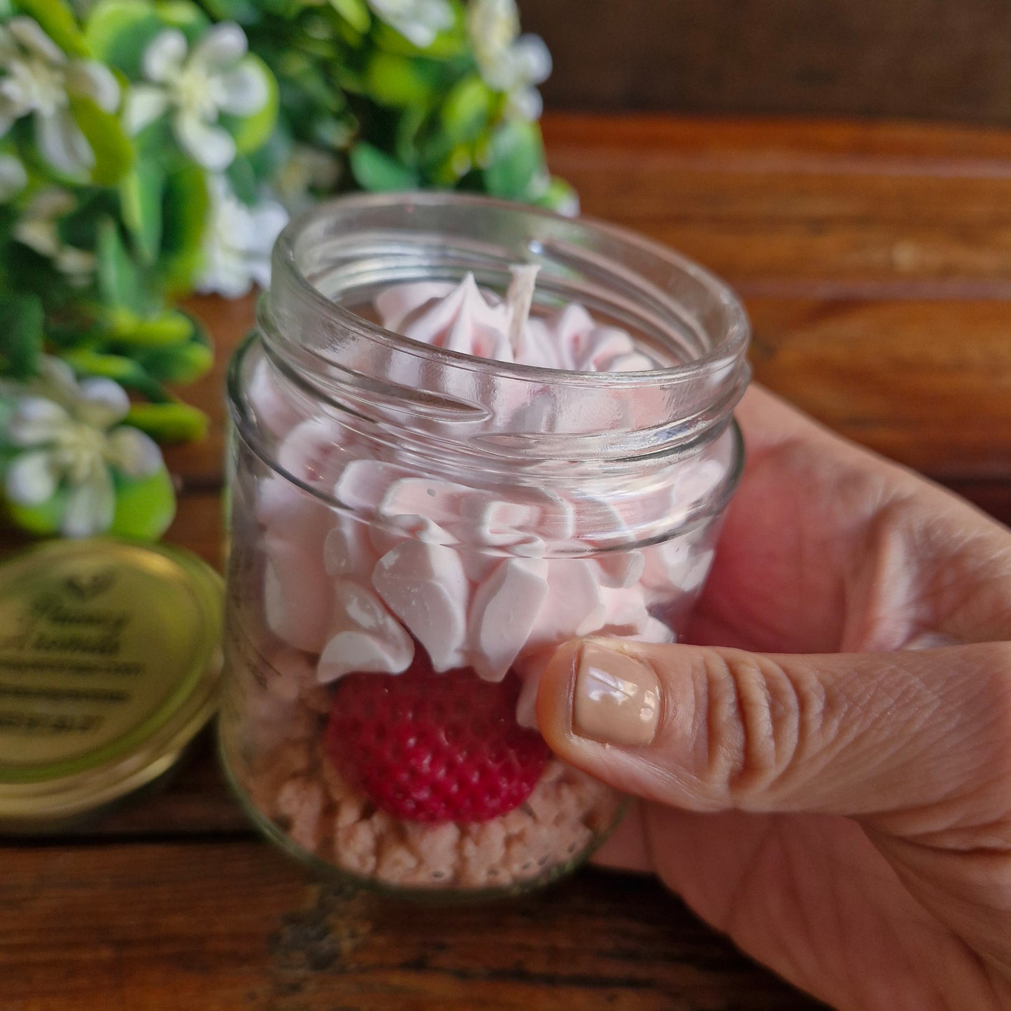 Vela estilo postre de Fresas & Nata