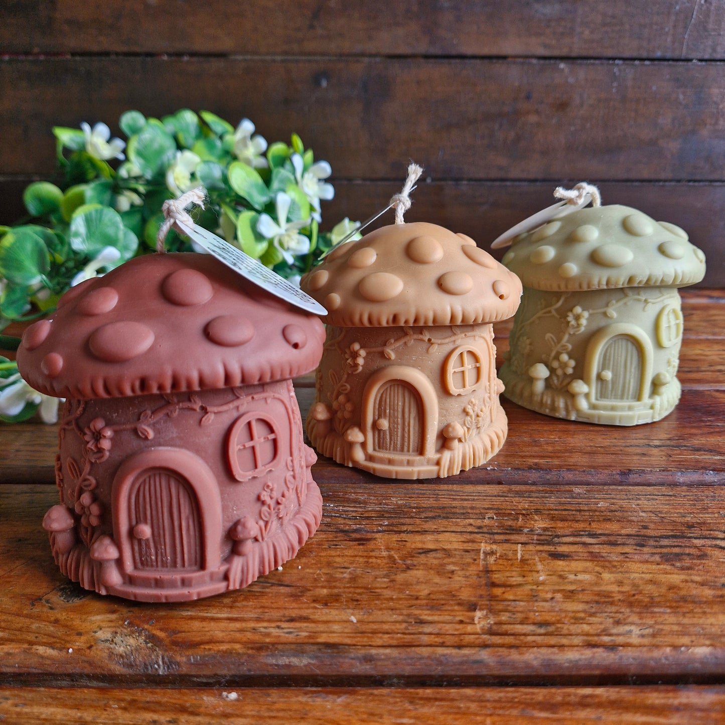 Vela decorativa aromática diseño hongo casita