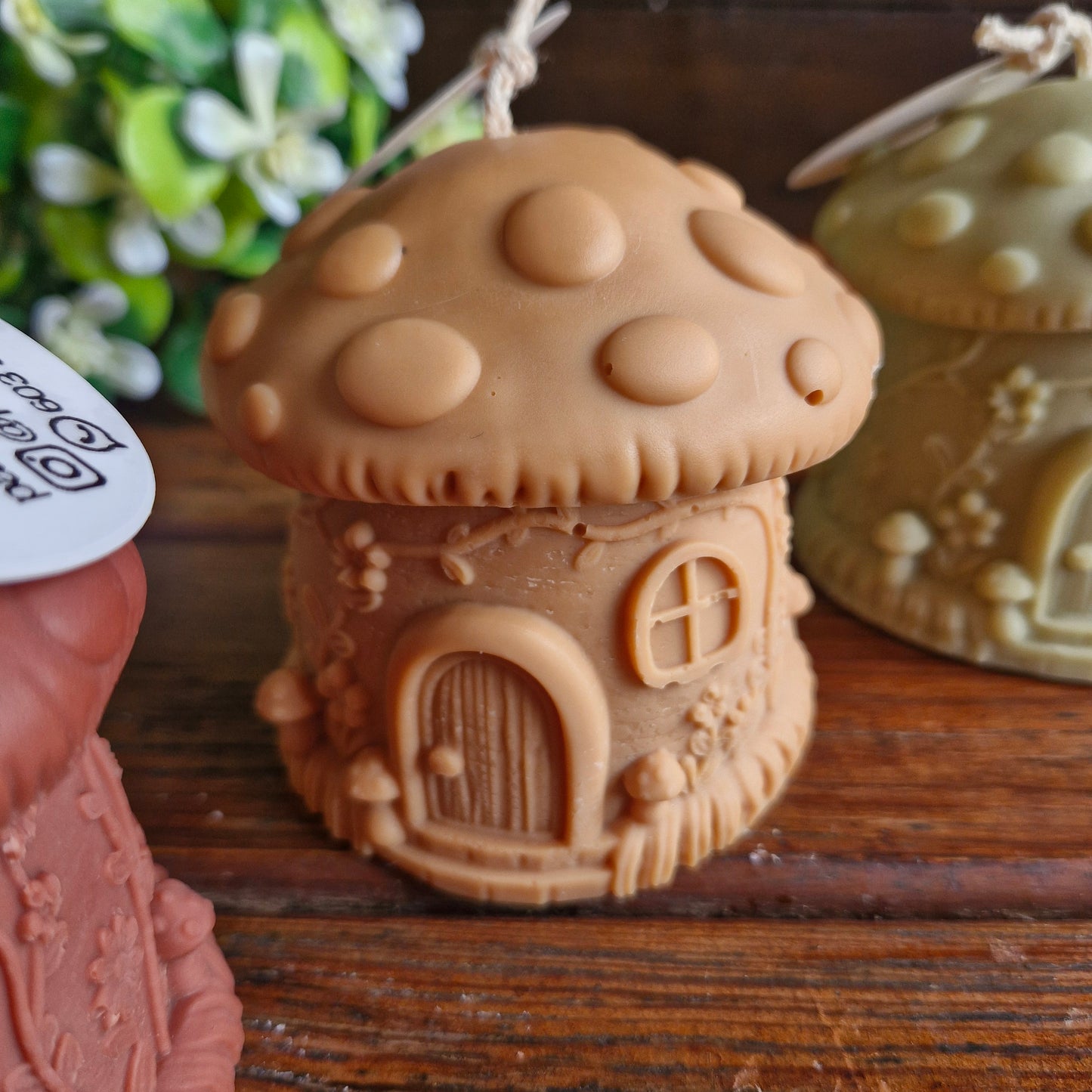 Vela decorativa aromática diseño hongo casita