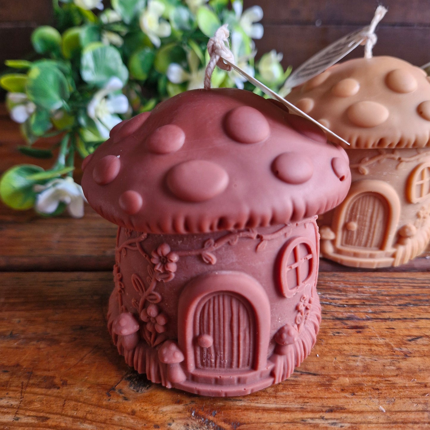 Vela decorativa aromática diseño hongo casita