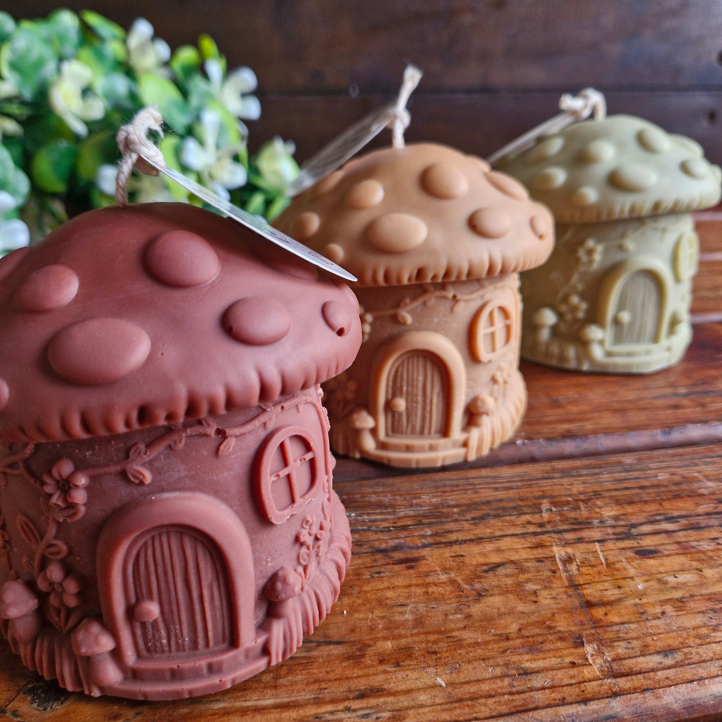 Vela decorativa aromática diseño hongo casita