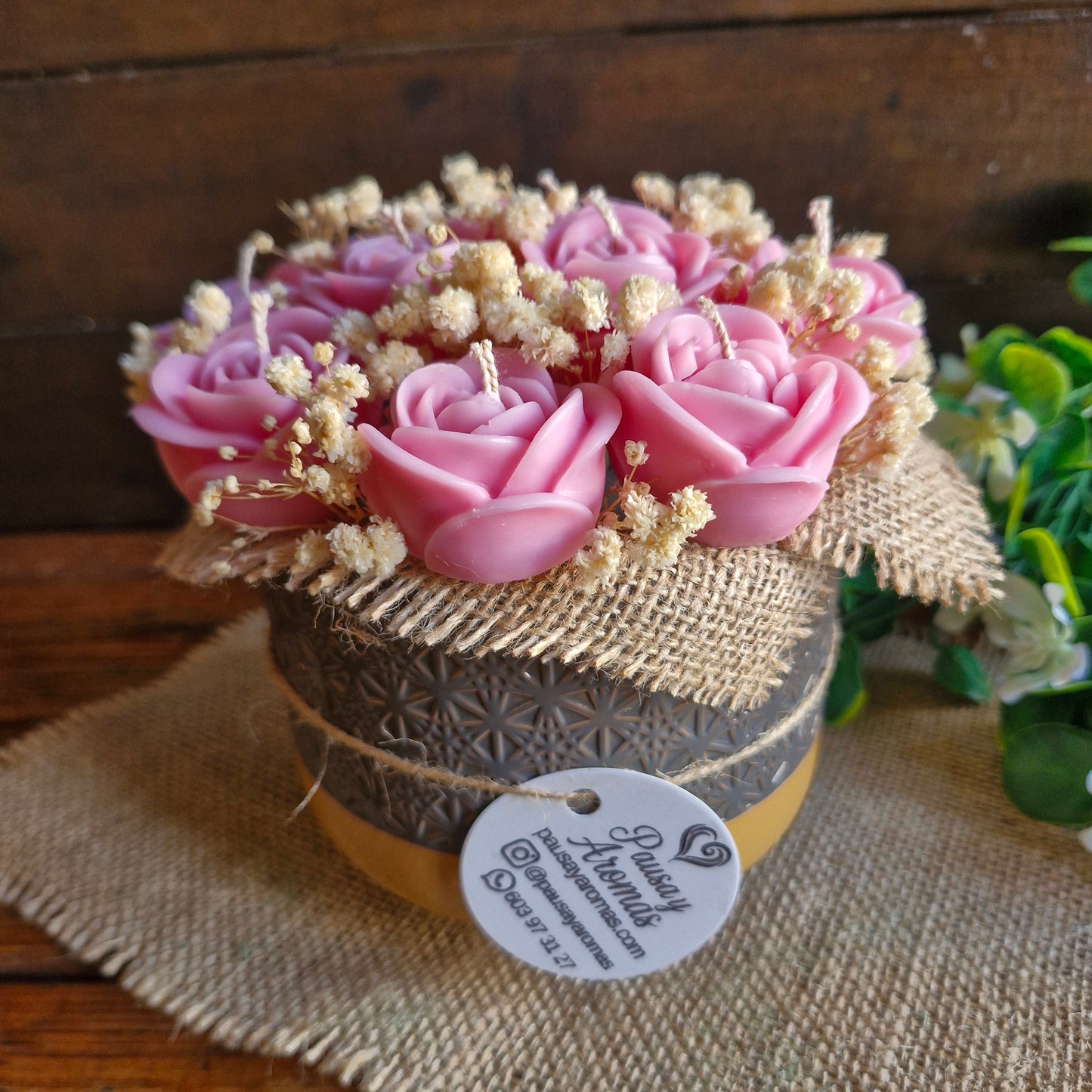 Bouquet de flores de velas aromáticas Rosas Rosa