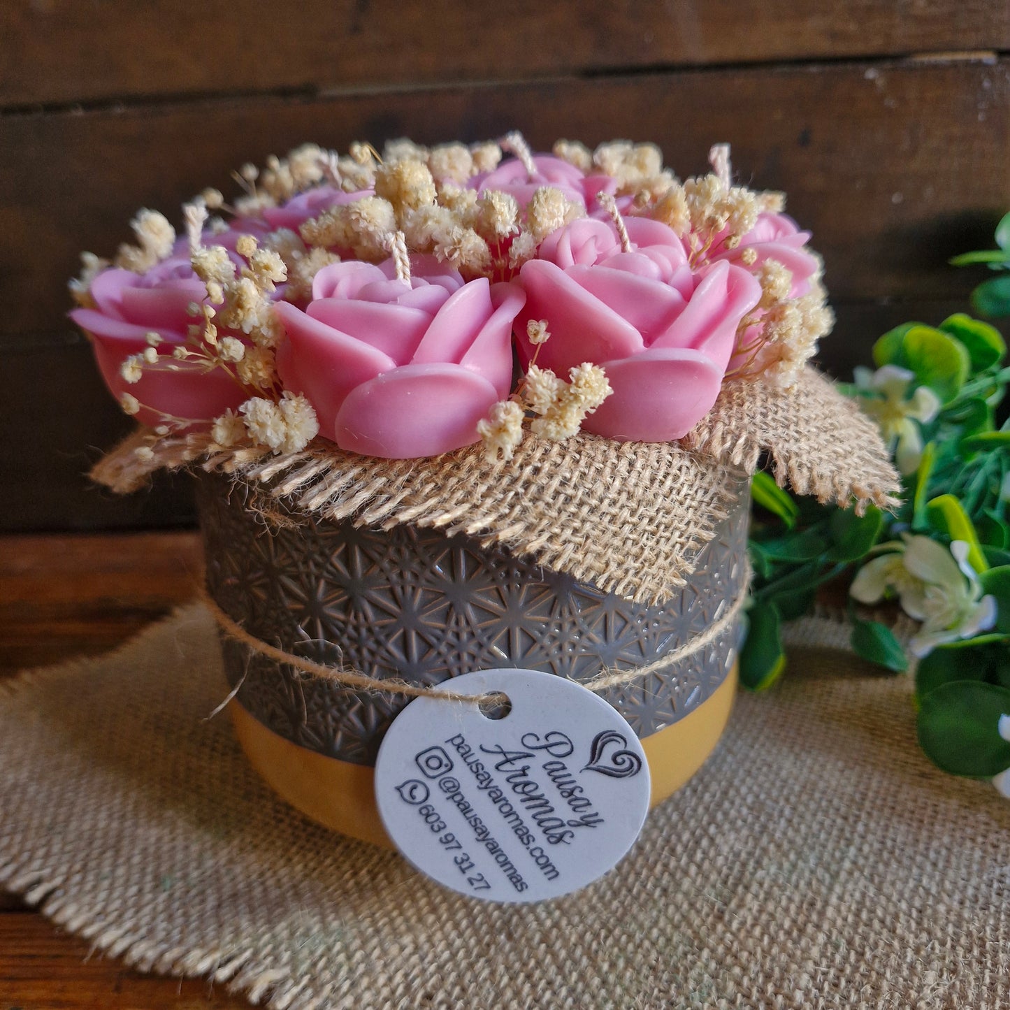 Bouquet de flores de velas aromáticas Rosas Rosa