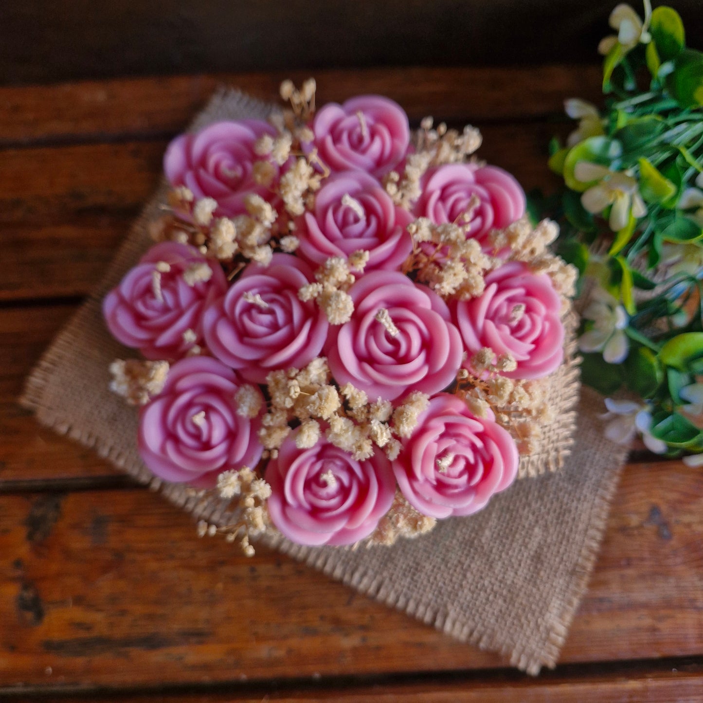 Bouquet de flores de velas aromáticas Rosas Rosa