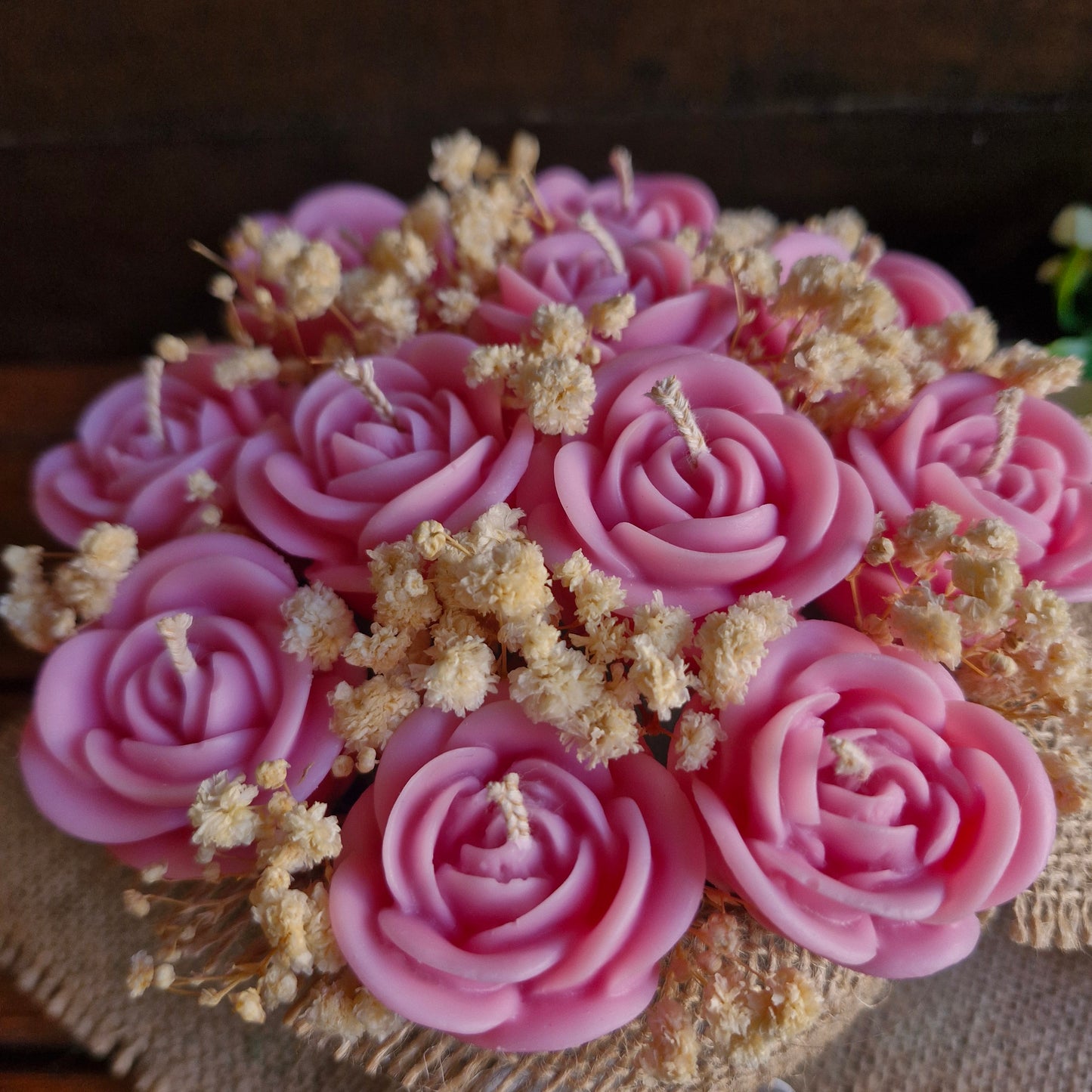 Bouquet de flores de velas aromáticas Rosas Rosa