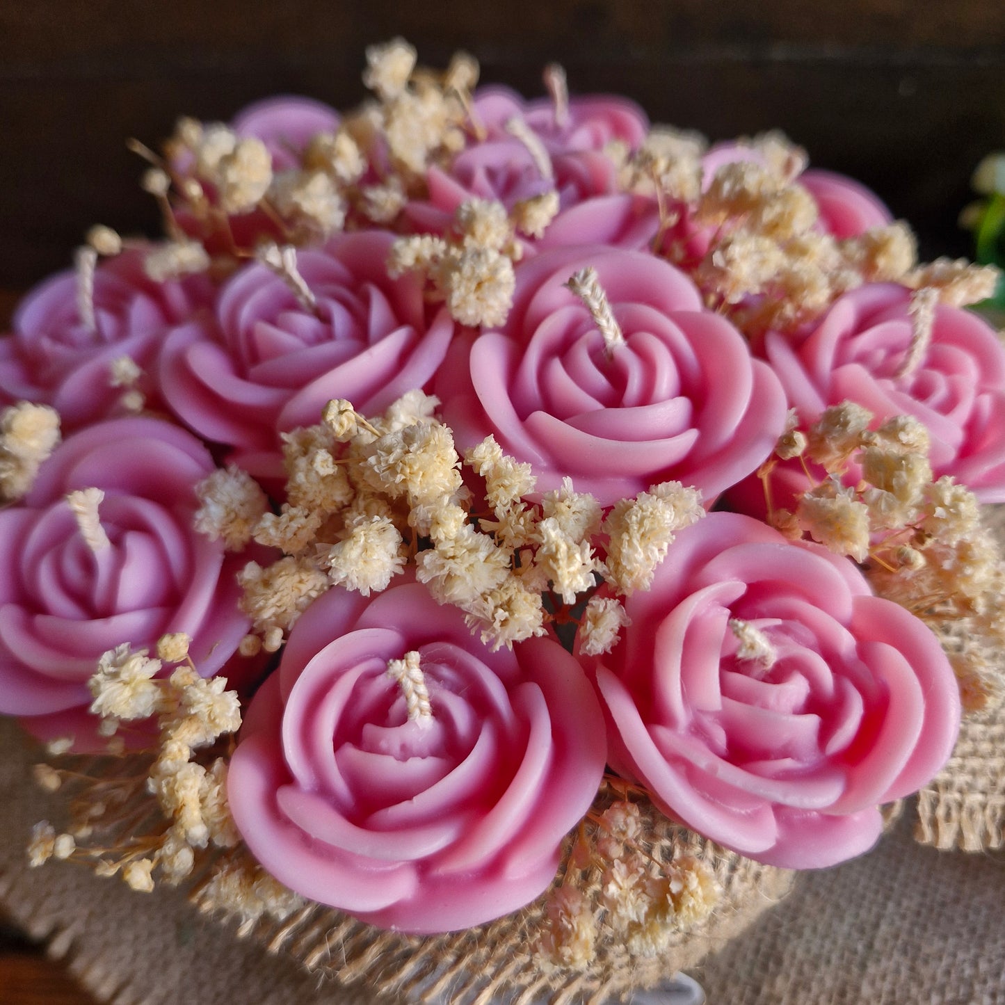 Bouquet de flores de velas aromáticas Rosas Rosa