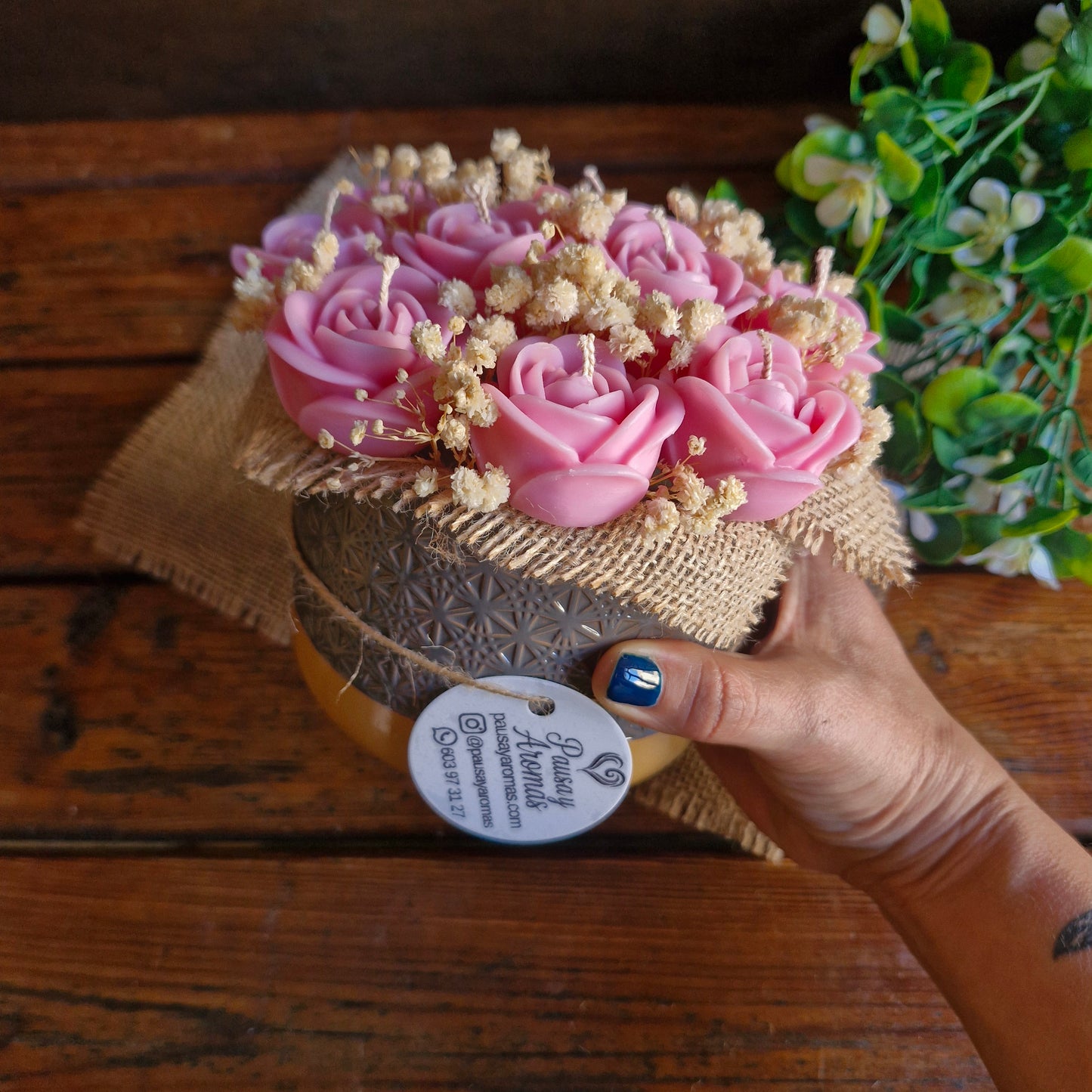 Bouquet de flores de velas aromáticas Rosas Rosa