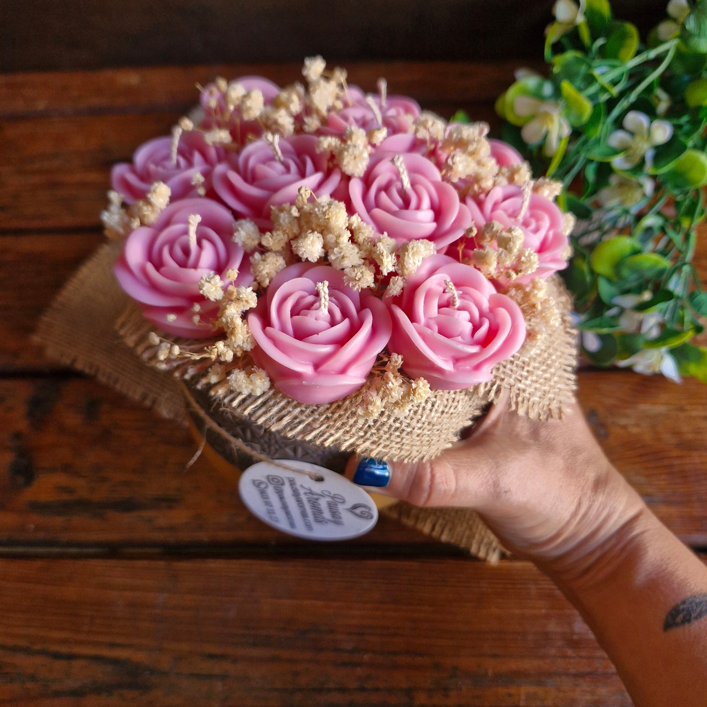 Bouquet de flores de velas aromáticas Rosas Rosa