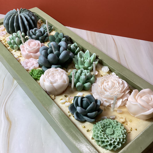 Velas decorativas en forma de terrario rectangular grande