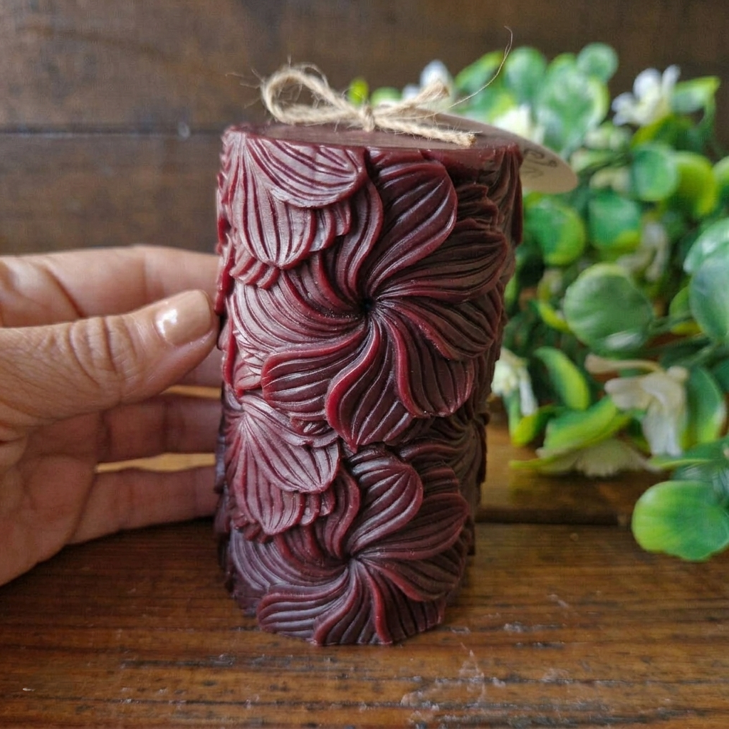 Vela decorativa aromática diseño Pilar de Flores