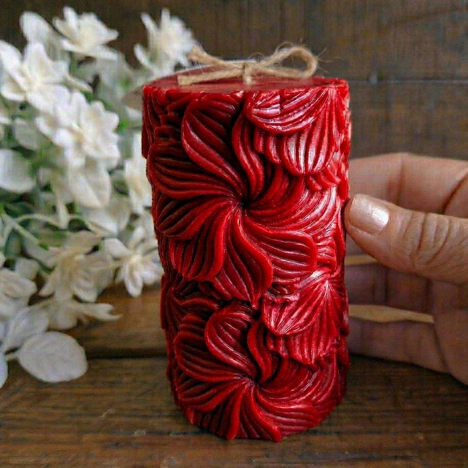 Vela decorativa aromática diseño Pilar de Flores