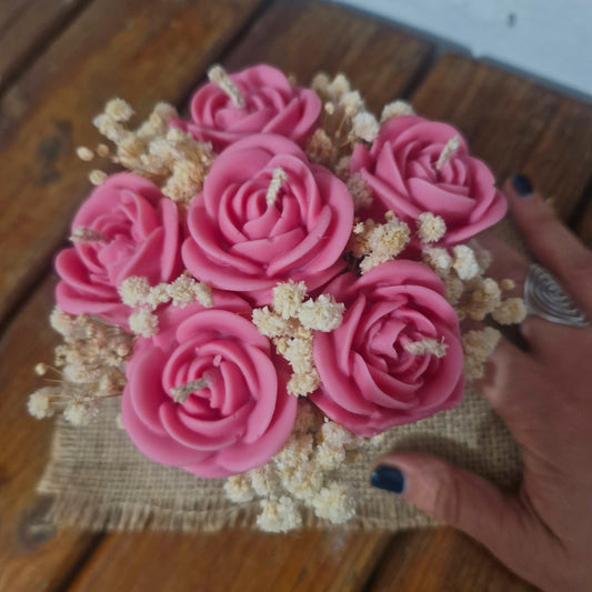 Mini bouquet de velas de flores rosas
