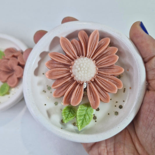 Pack 20 Velas de margarita color palo de rosa, con empaque individual y etiqueta personalizada