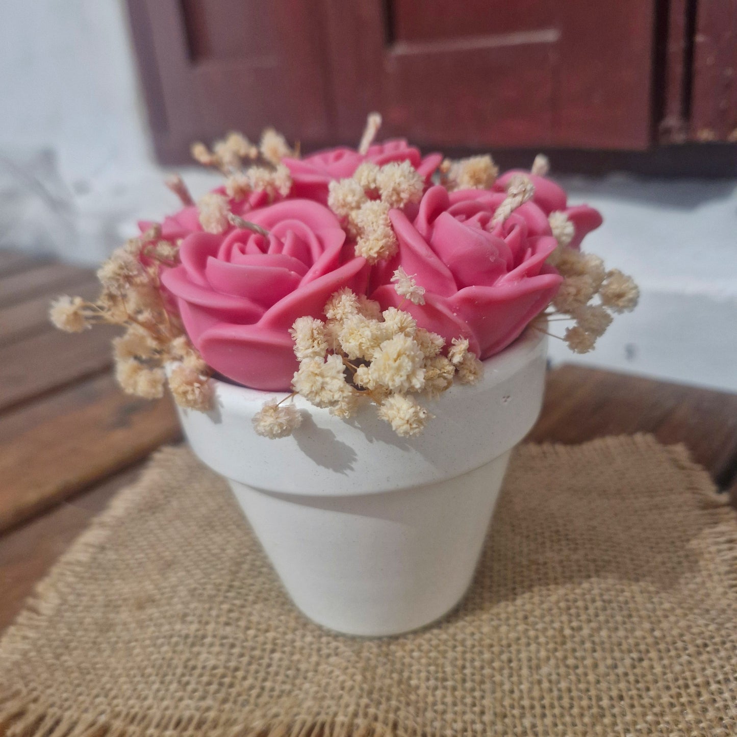 Mini bouquet de velas de flores rosas
